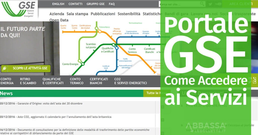Portale GSE Come accedere ai Servizi