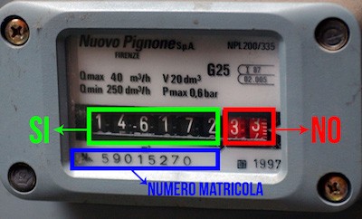 Autolettura vecchio contatore Gas Metano