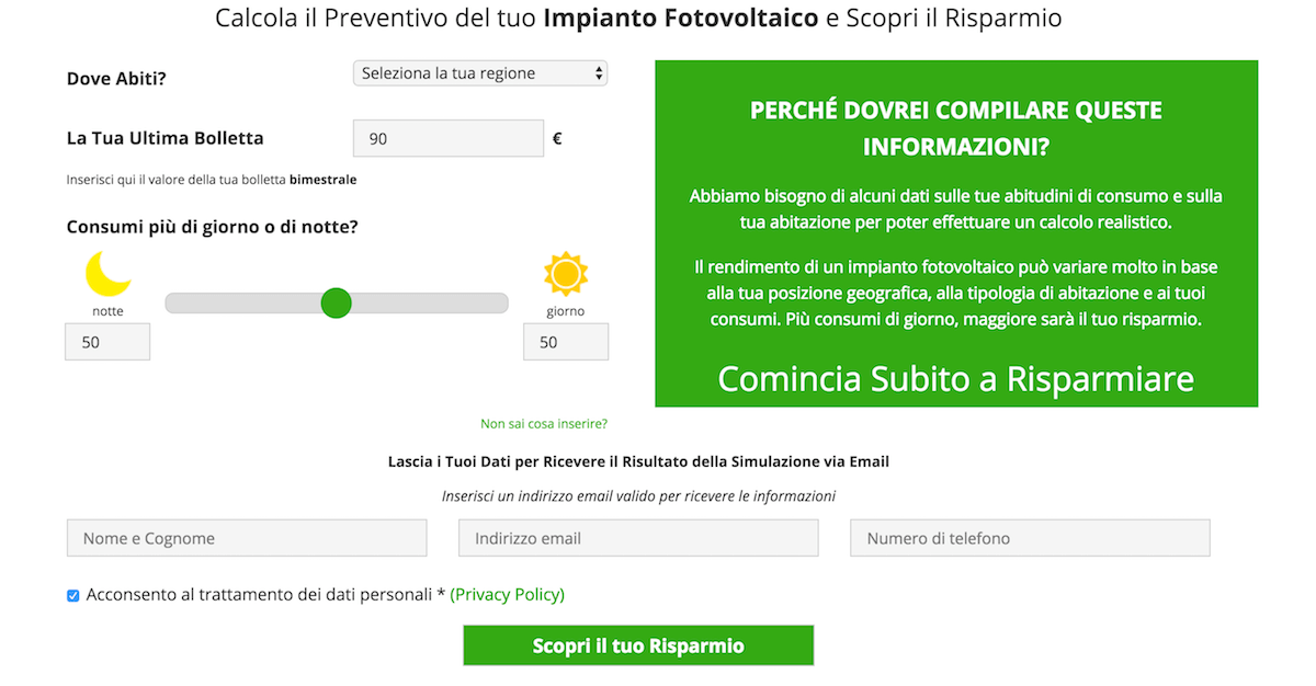 Simulatore Online Impianto Fotovoltaico con Batteria Abbassalebollette