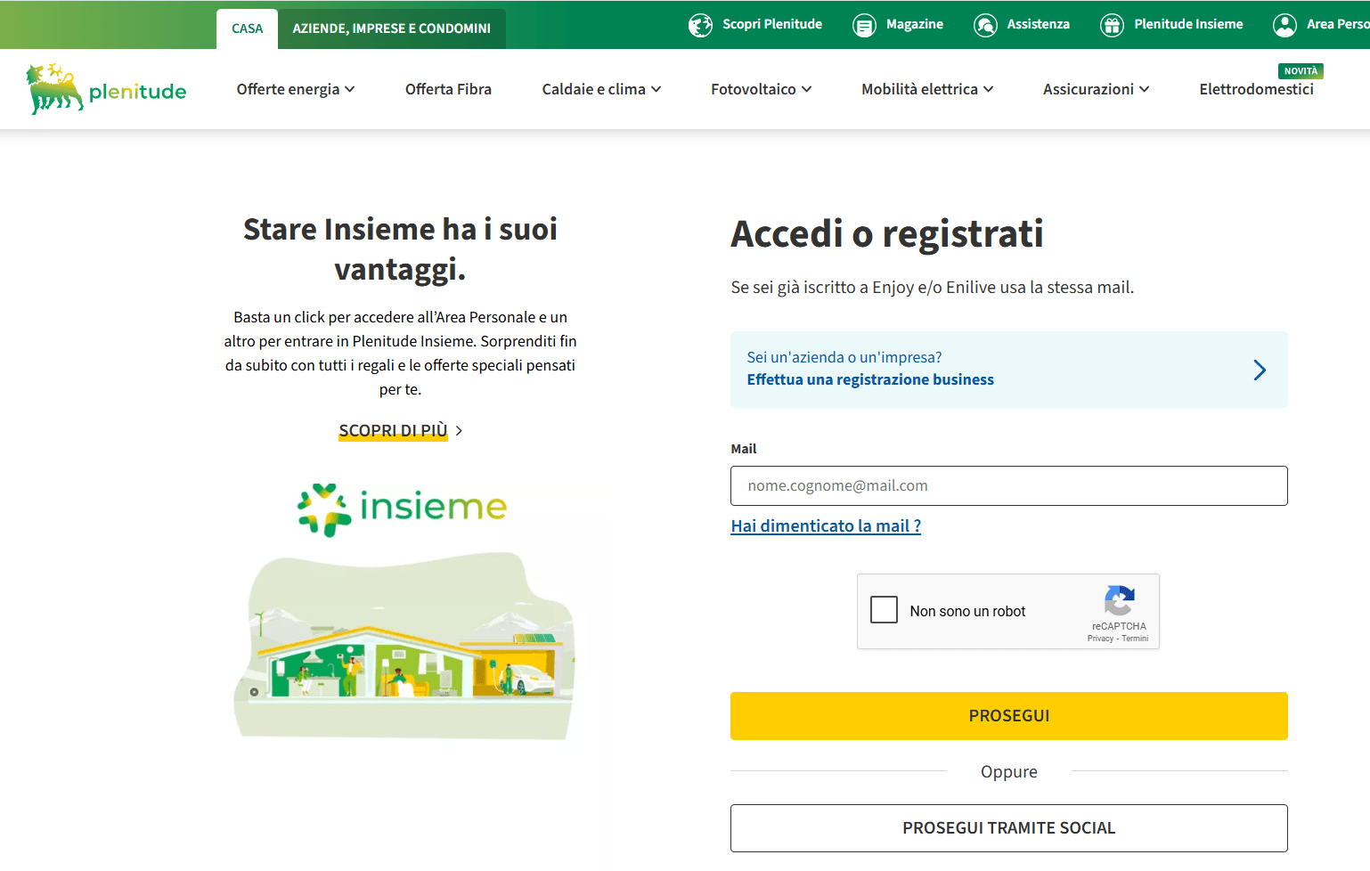 Accesso all'Area Riservata MyPlenitude
