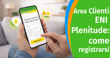 Persona che si registra all'Area Clienti Eni Plenitude tramite smartphone
