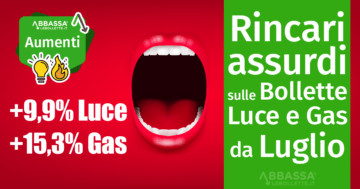 Rincari assurdi sul luce e gas metano