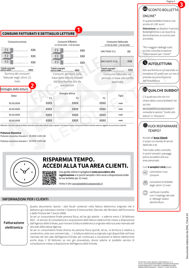 Bolletta Servizio Elettrico Nazionale seconda pagina