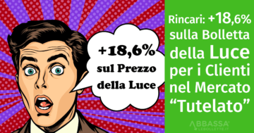 Rincari bollette luce +18,6% da ottobre in maggior tutela