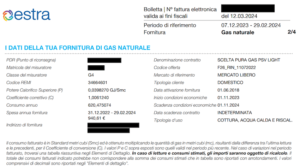 Dati della fornitura nella bolletta 