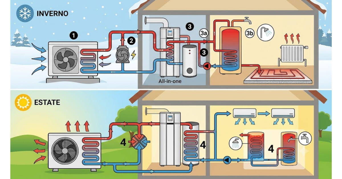 funzionamento pompa di calore all in one | Abbassalebollette.it funzionamento pompa di calore all in one